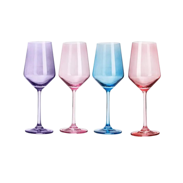 Colored Wine Glass Set, 12oz Glasses Set of 6 For All Occasions & Special  Celebrations Gift For Him, Her, Wife, Friend Drinkware Unique Style Tall