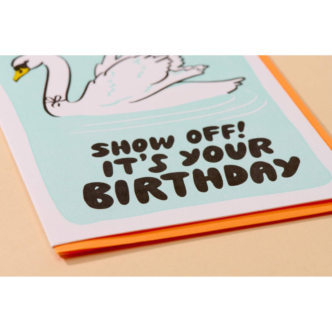 Show Off Swan Birthday Card