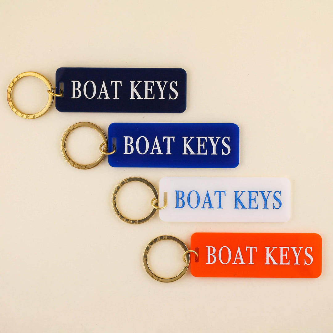 White/Wave Blue Boat Keys Keychain