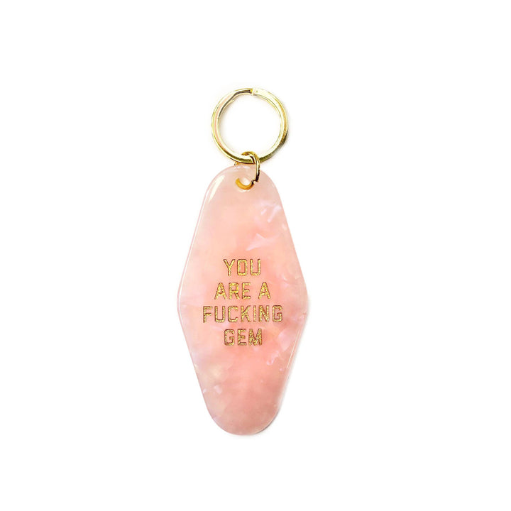 You're a Fucking Gem Motel Keytag Pink