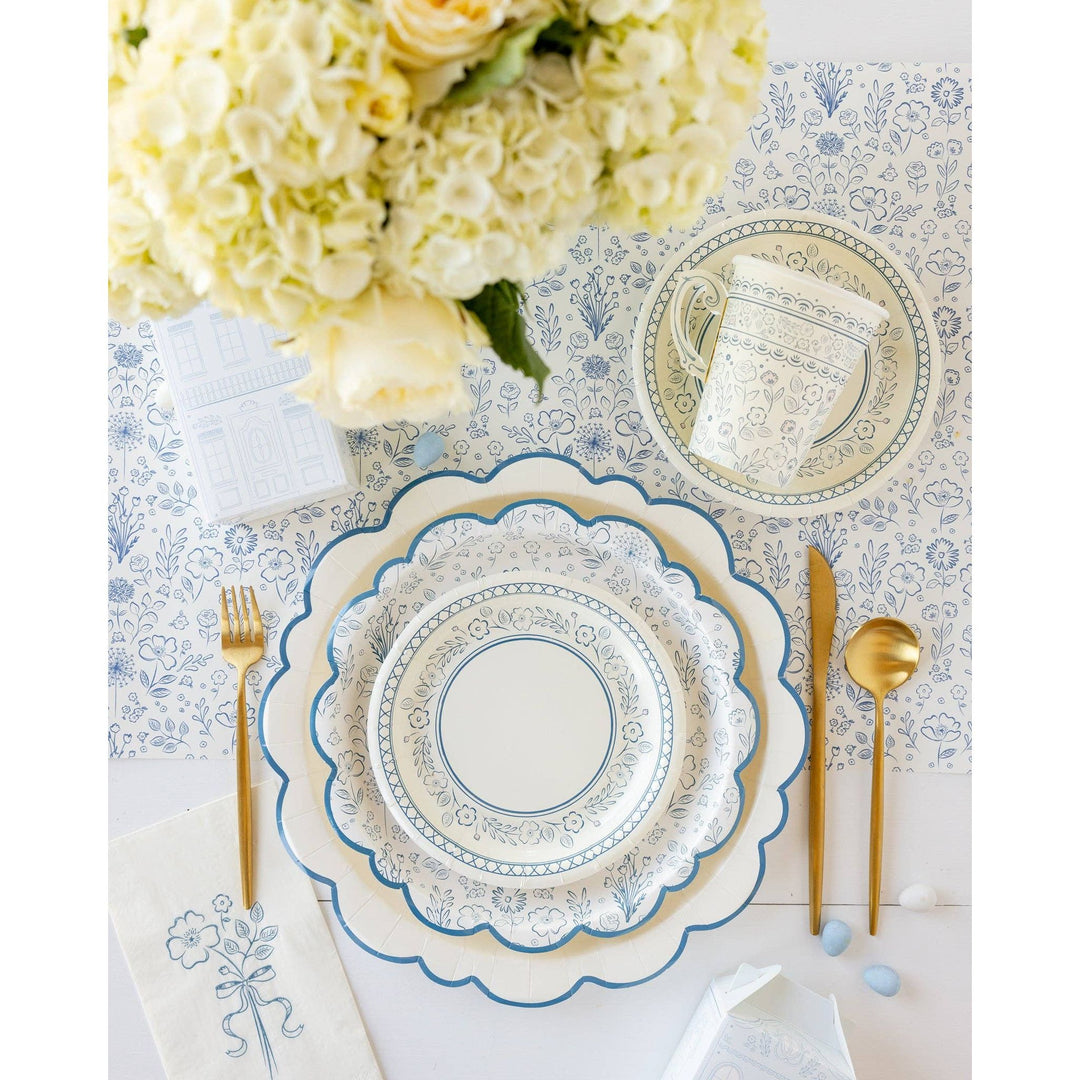 Pembroke Cream with Blue Edge 12" Paper Plate