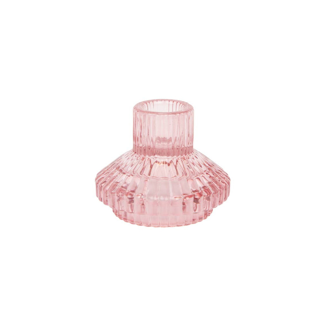 Small Ribbed Glass Candle Holders Starter Set