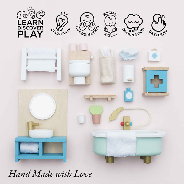 Wooden Dolls House Bathroom Furniture