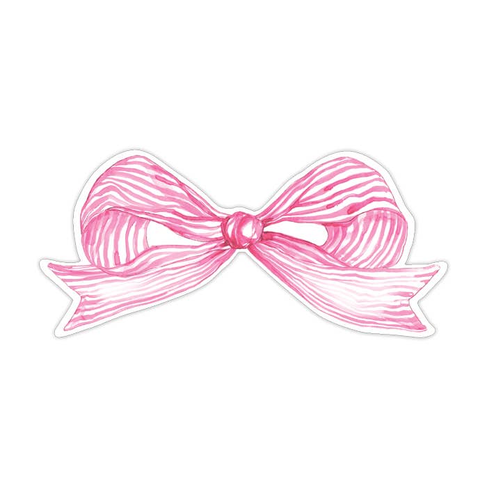 Handpainted Pink Striped Bow Die-Cut Accents