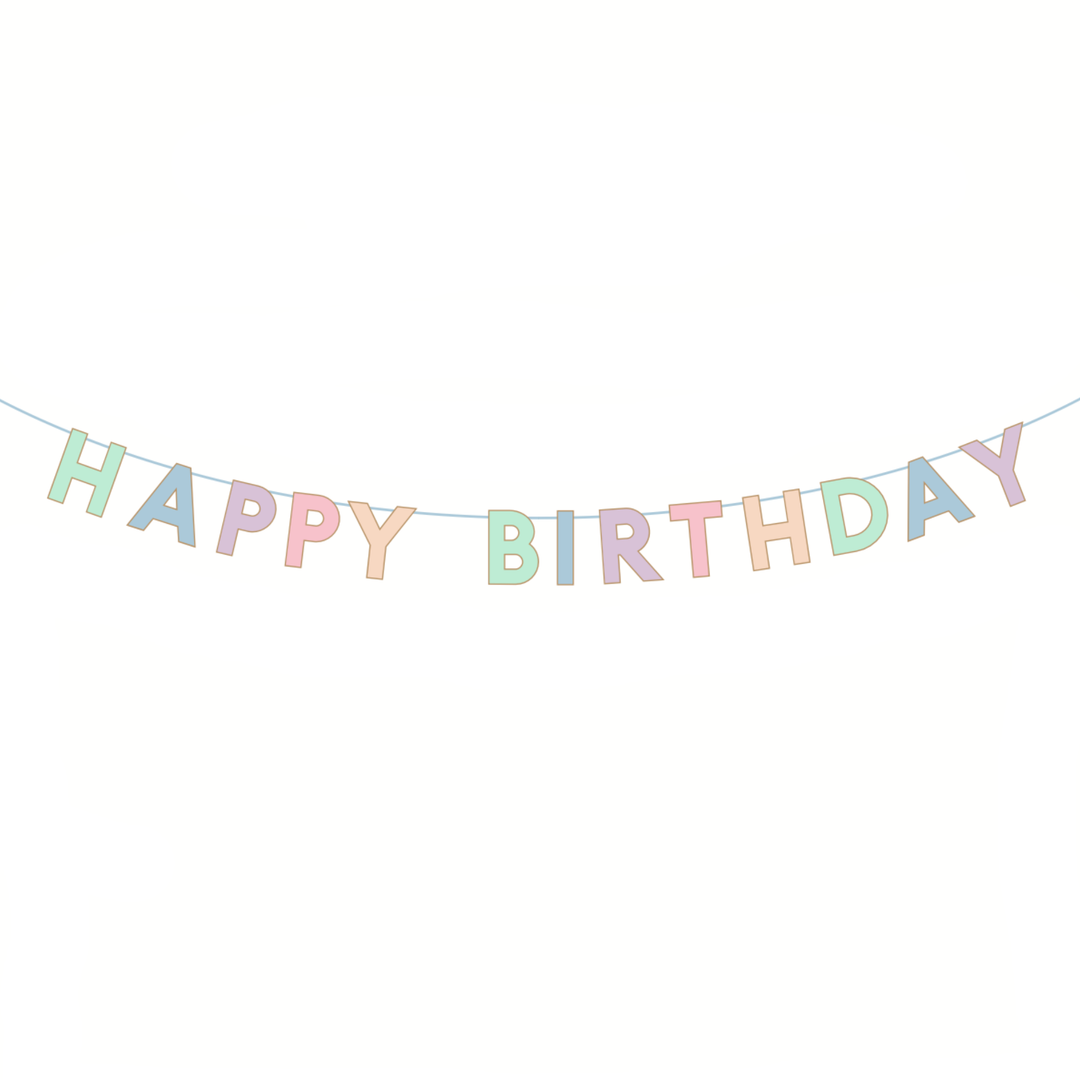 Pastel Happy Birthday Signature Banner