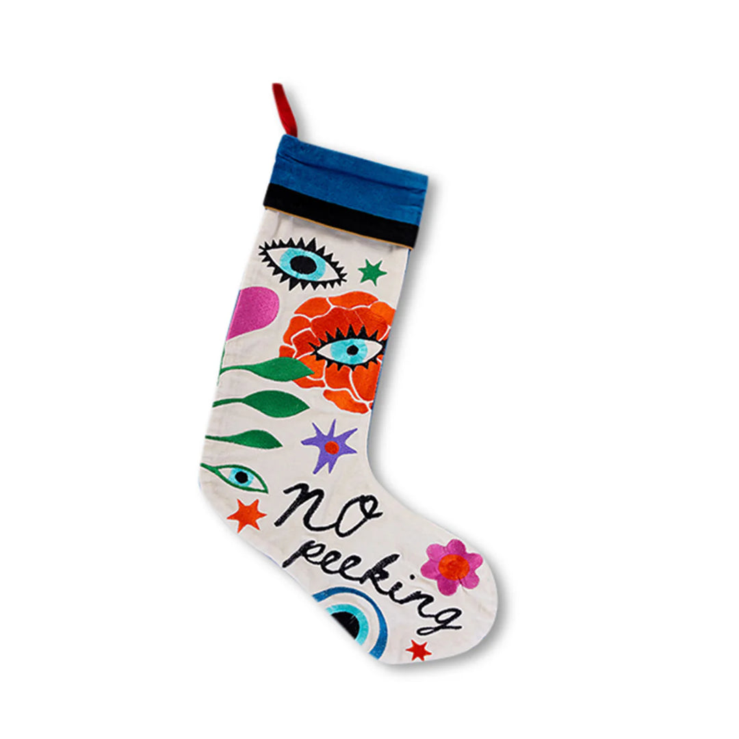 No Peeking Embroidered Stocking