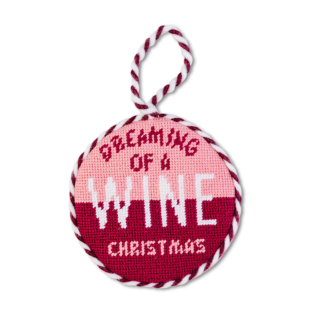 Wine Christmas Needlepoint Ornament