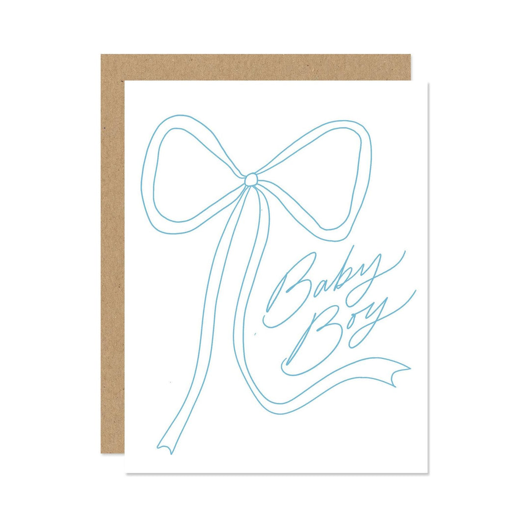 Blue Bow Baby Boy Card