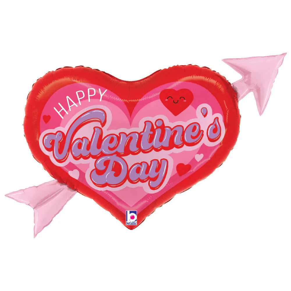 Happy Valentine's Day Retro Heart Arrow Balloon