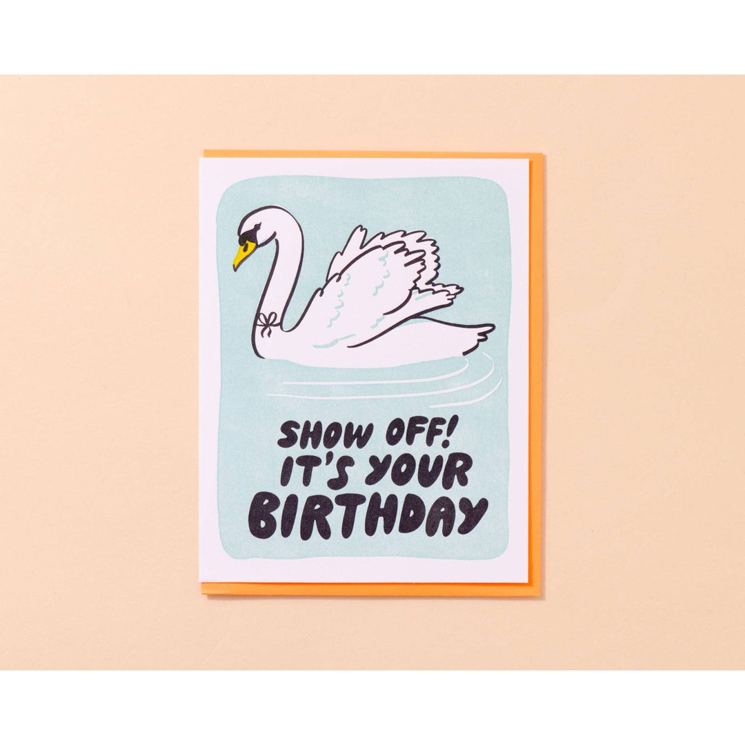 Show Off Swan Birthday Card