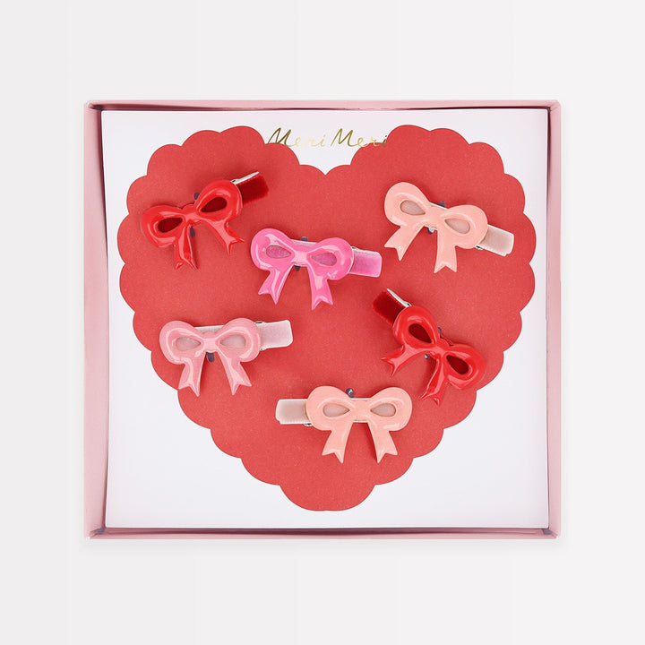 Valentine's Bow Hair Clips