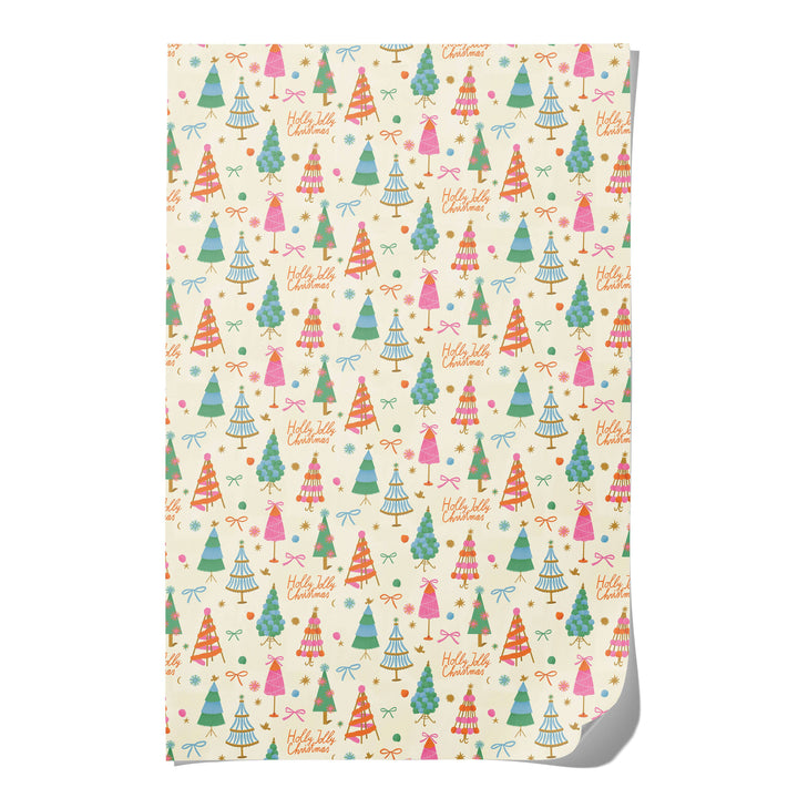 Holly Jolly Trees Wrapping Sheet