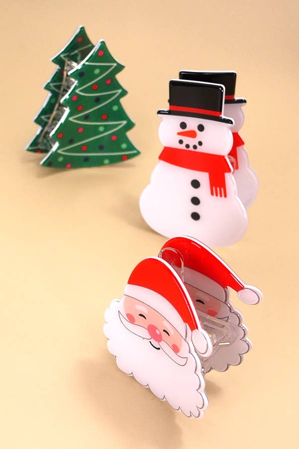 Snowman Hair Claw Clips