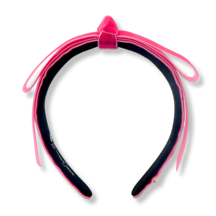 Thin Hot Pink Ribbon Bow Headband