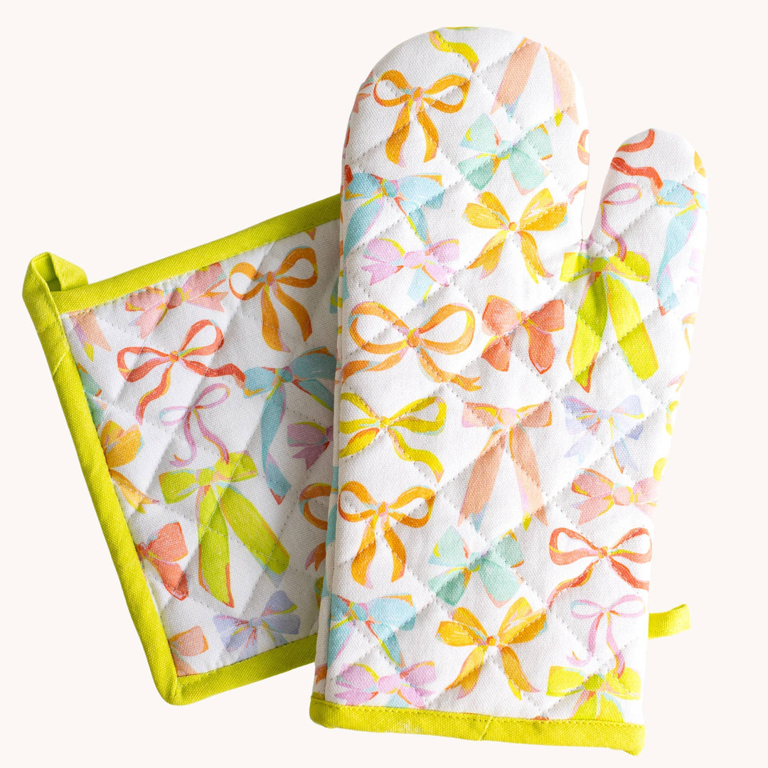 Rainbow Bows Oven Mitt + Pot Holder