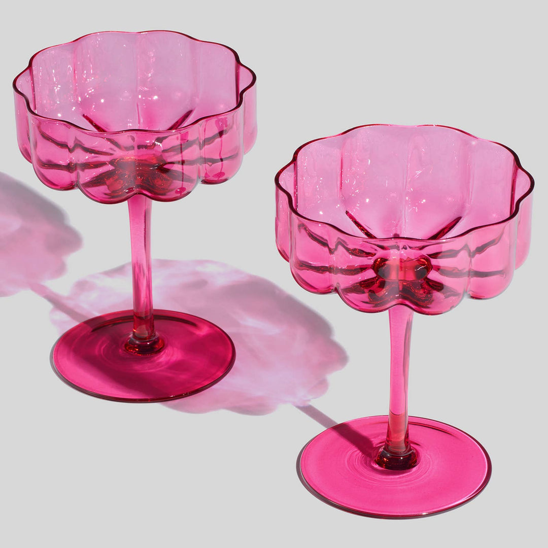 Flower Wave Pink Champagne Coupe