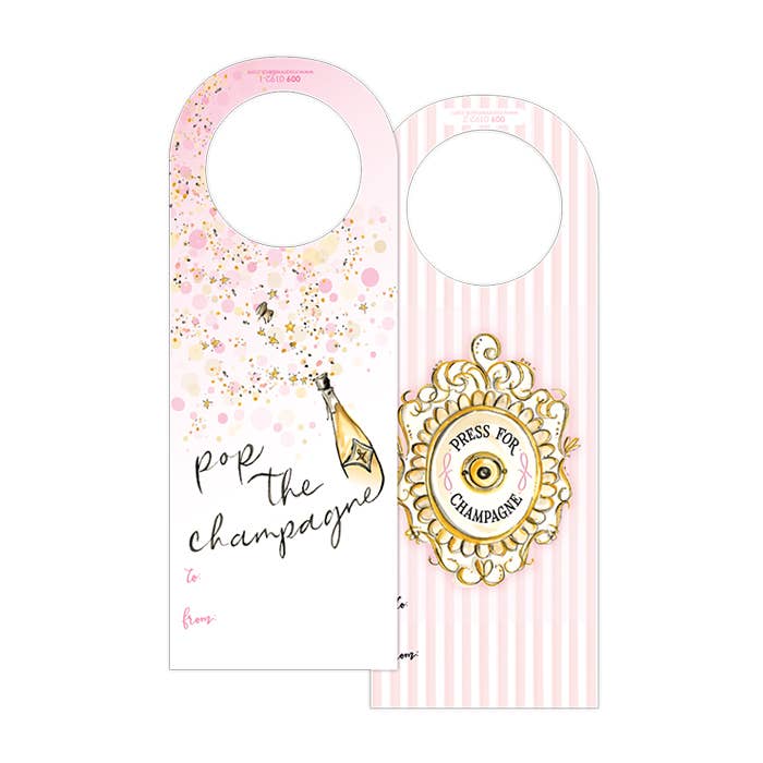 Handpainted Pop the Champagne Die-Cut Wine Tag