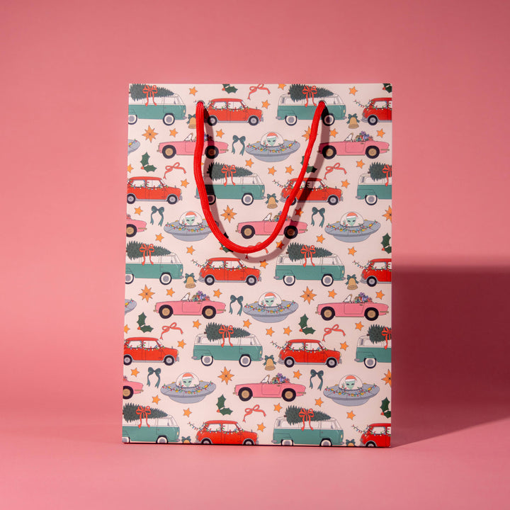 Holiday Car Print Gift Bag