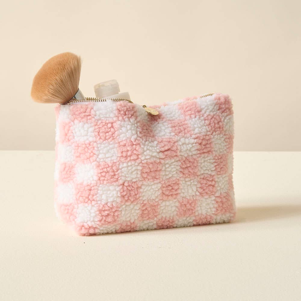 Check Blush Teddy Pouch