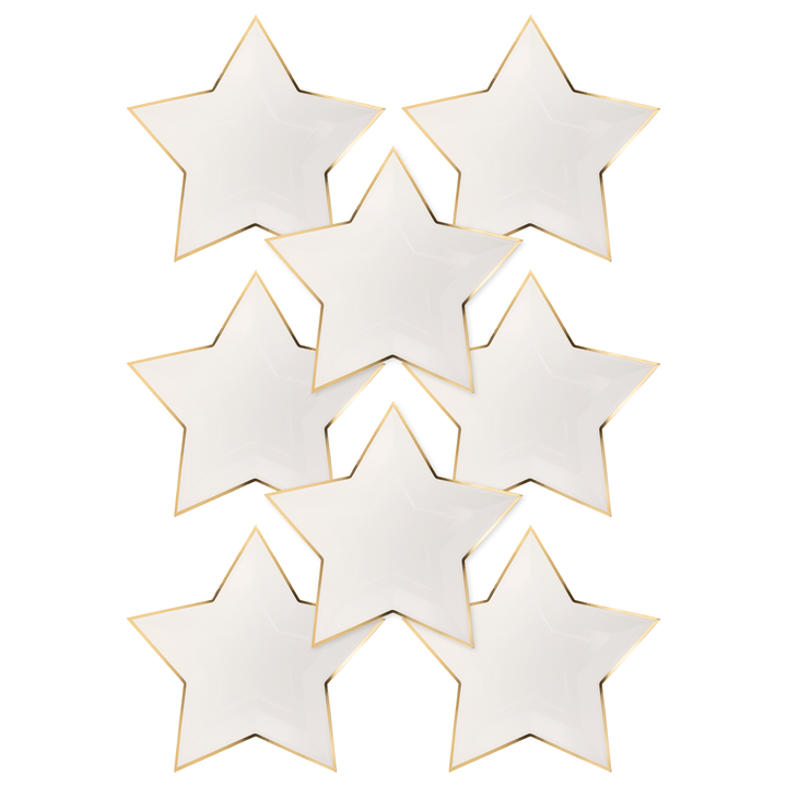 Cream Star Shaped Gold Foiled Paper Plate