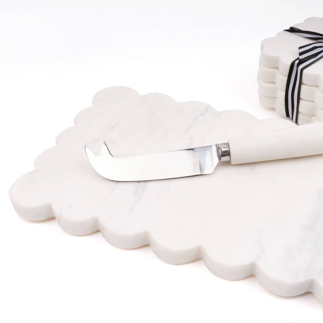 Marble Scalloped Cheese Board & Knife Set