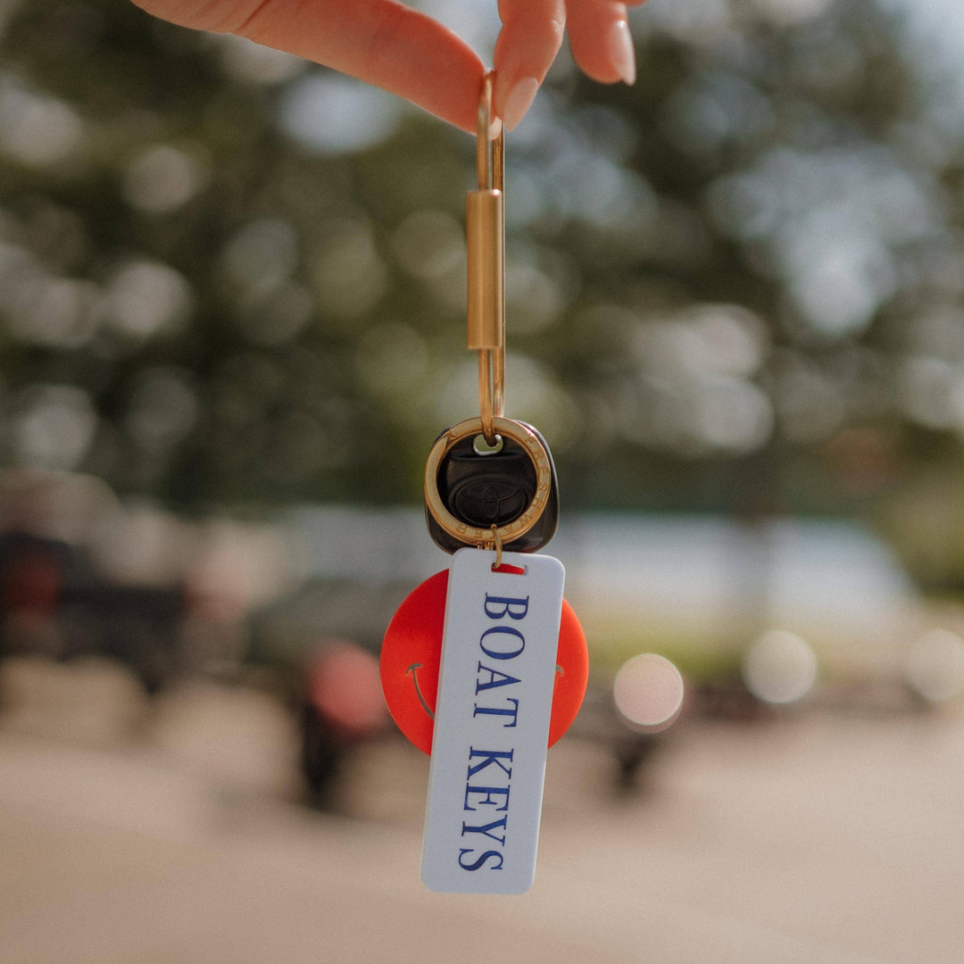 White/Wave Blue Boat Keys Keychain