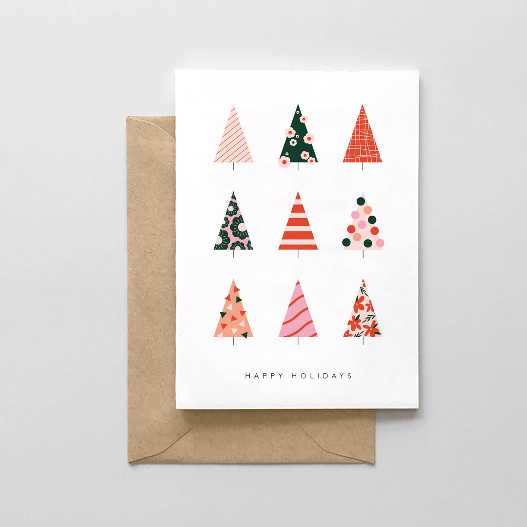 Happy Holidays Modern Tree Card