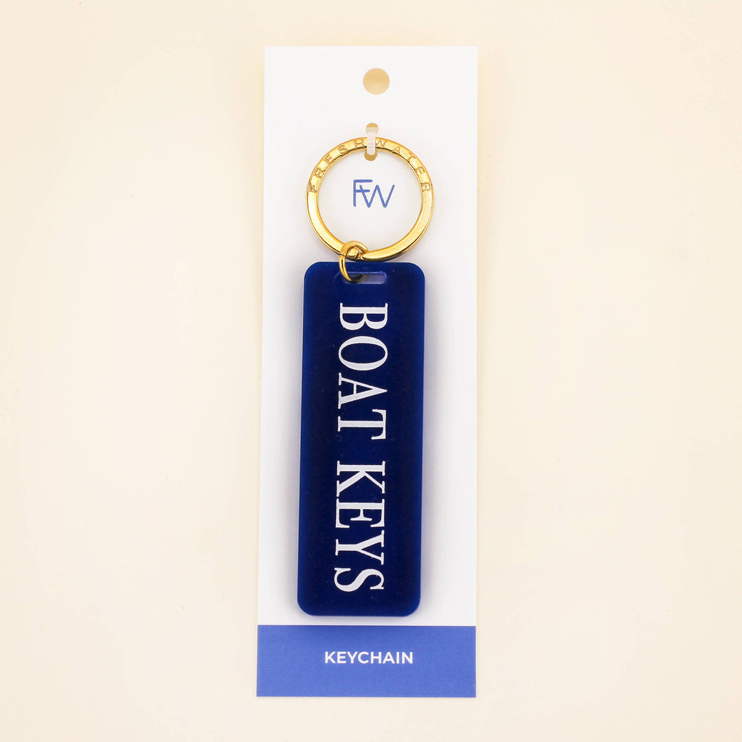 White/Wave Blue Boat Keys Keychain