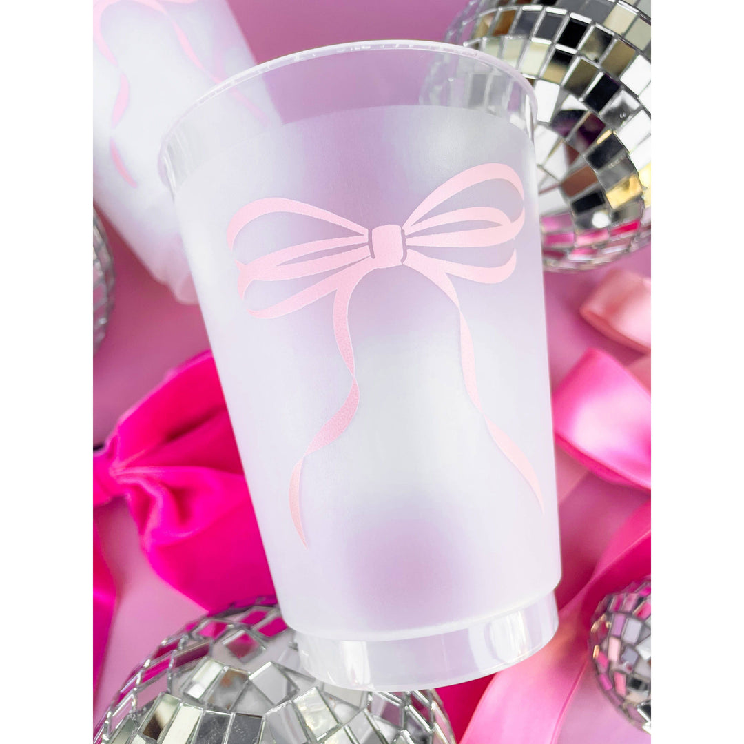 Pink Bow Frosted  Cups