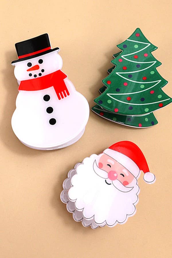 Snowman Hair Claw Clips