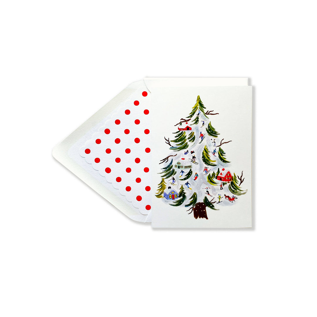 Christmas Tree Ski Holiday Greeting Card