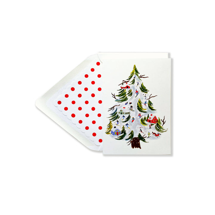 Christmas Tree Ski Holiday Greeting Card