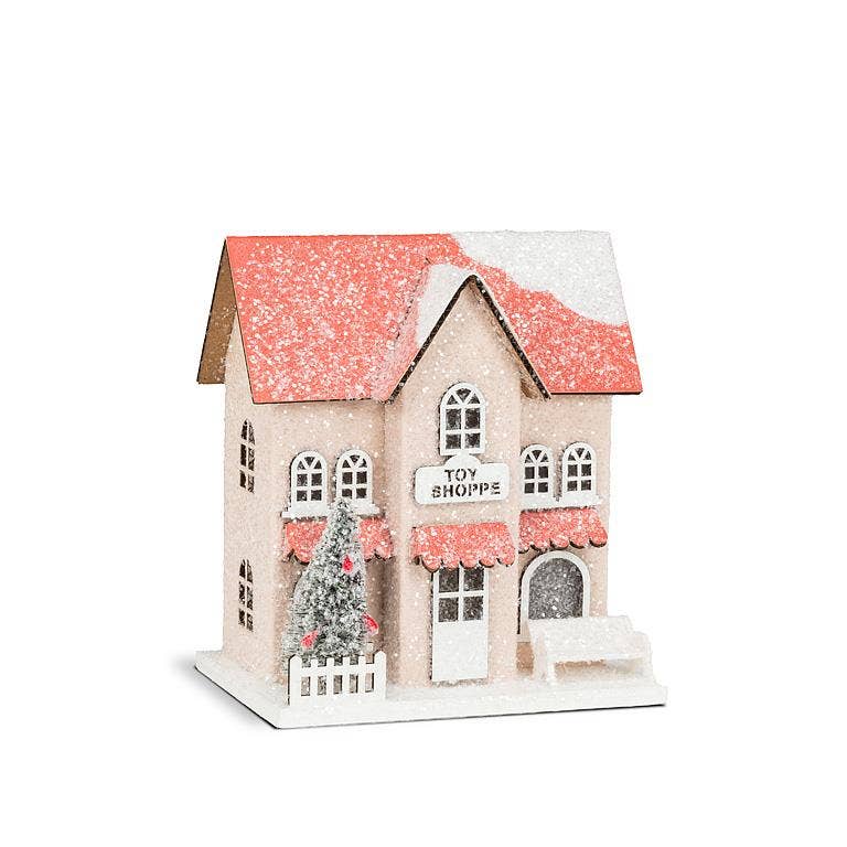 Small Snowy Pink Glitter Toy Shop