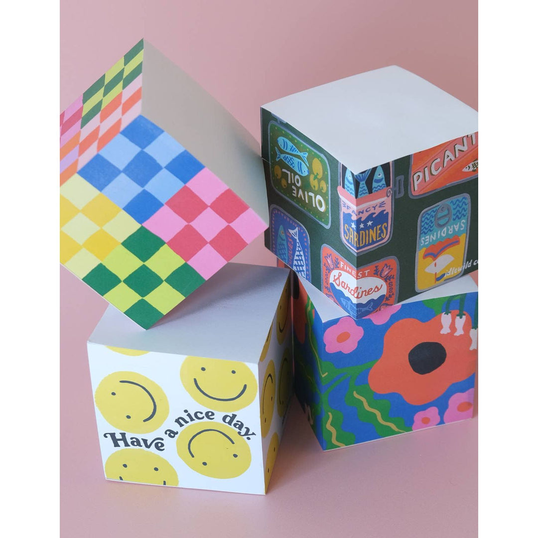 Rainbow Check Sticky Note Cube