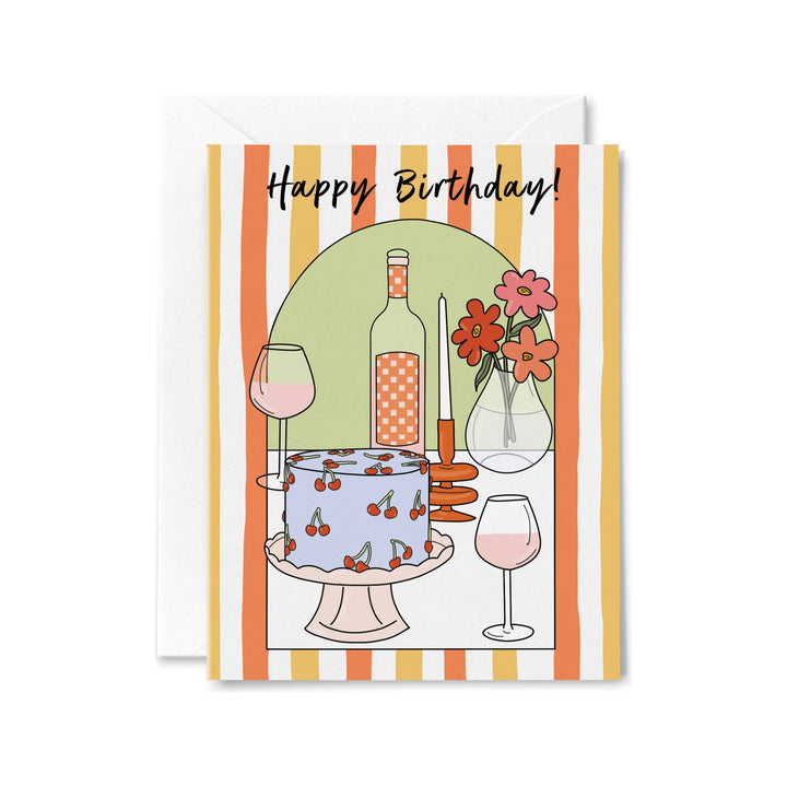 Birthday Stripes Cake Design Birthday Card