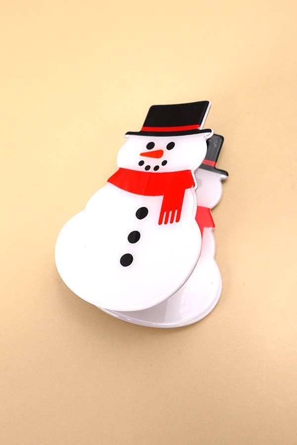 Snowman Hair Claw Clips