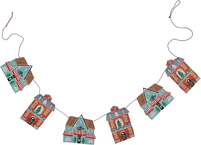 Printed Recycled Paper House Multi Color Garland