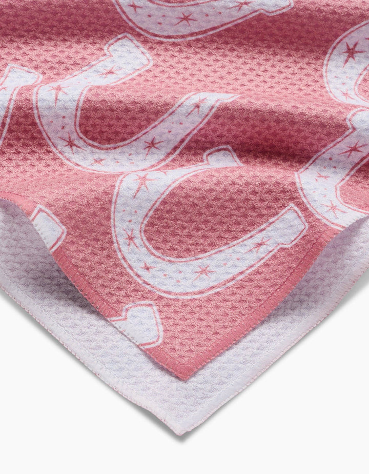 Pink Lucky Horseshoe Tea Towel