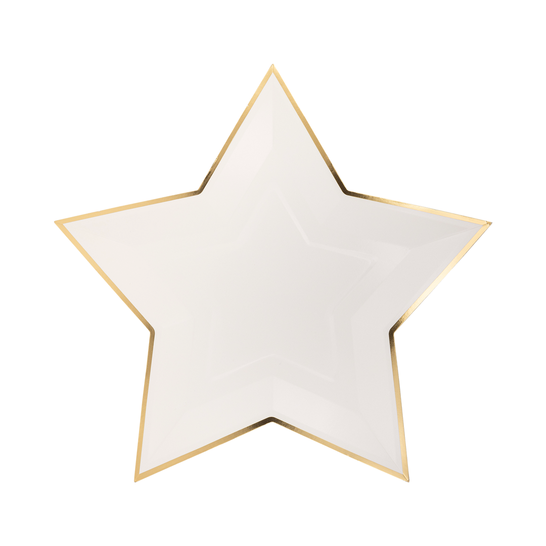 Cream Star Shaped Gold Foiled Paper Plate