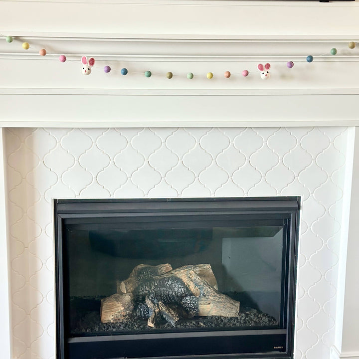 Bunny Wool Felt Ball Garland