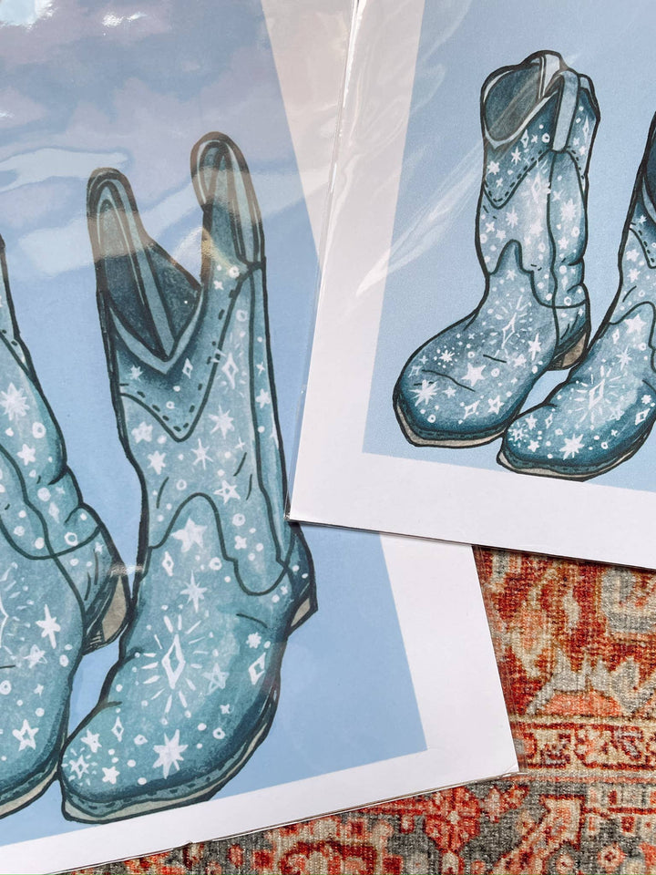 Cosmic Cowboy Boots Art Print