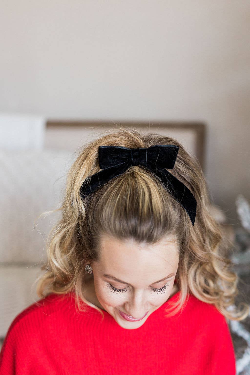 Black Delora Velvet Bow Barrette