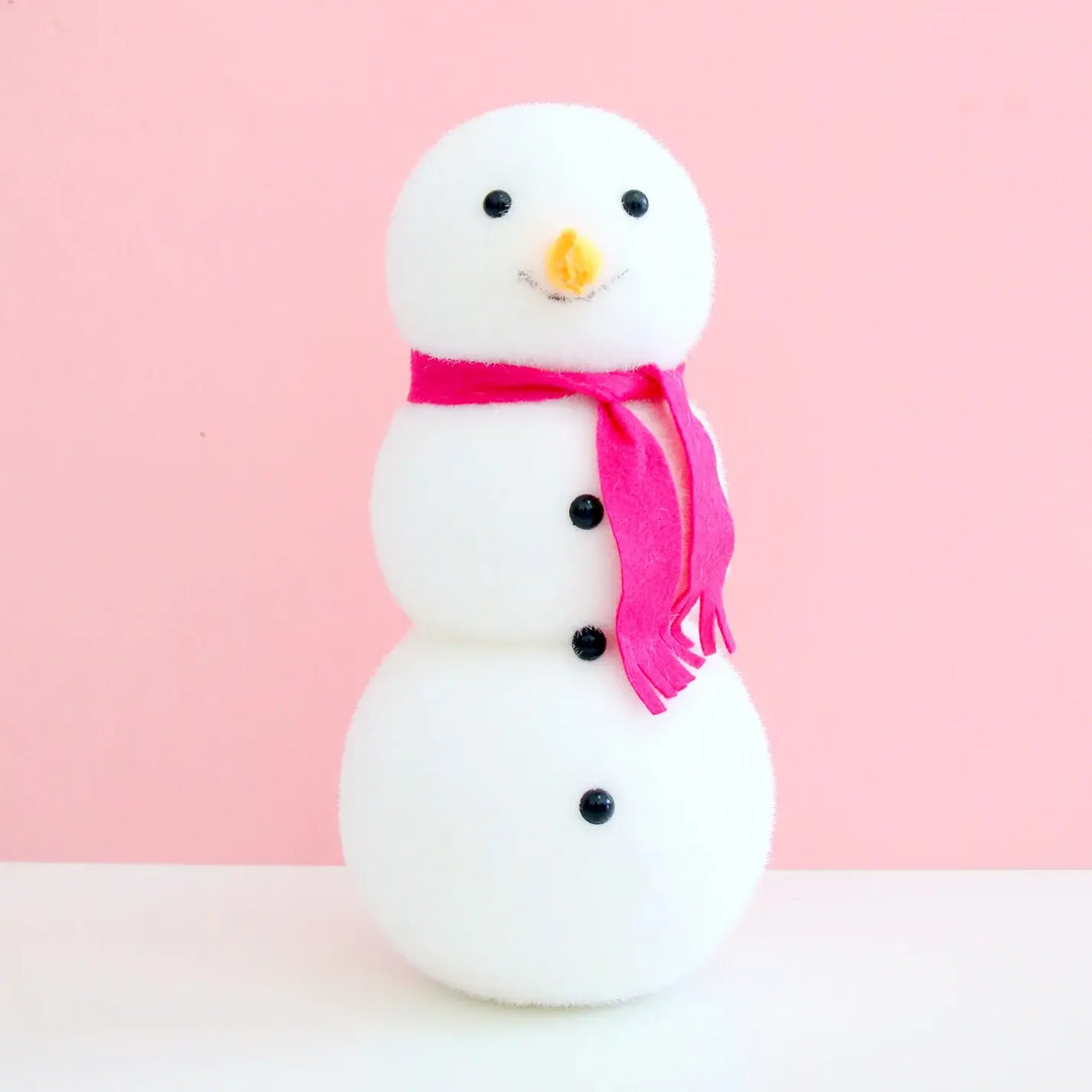 Dark Pink Flocked Snowman