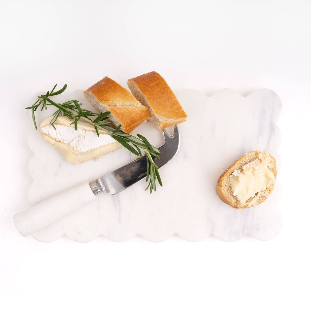 Marble Scalloped Cheese Board & Knife Set