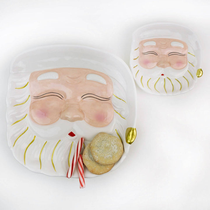 White Santa Dessert Plate