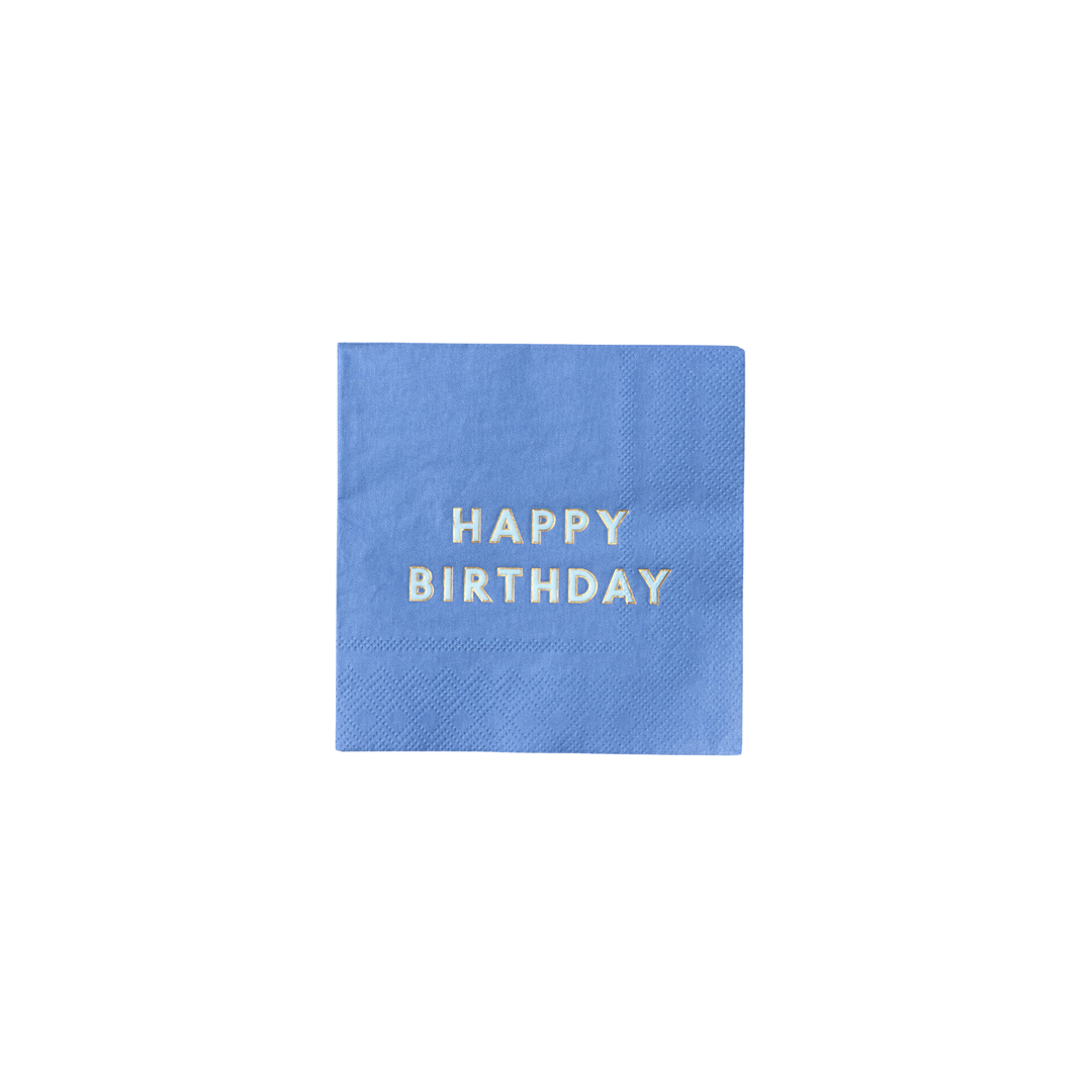 Palisades Blue Signature Happy Birthday Cocktail Napkins