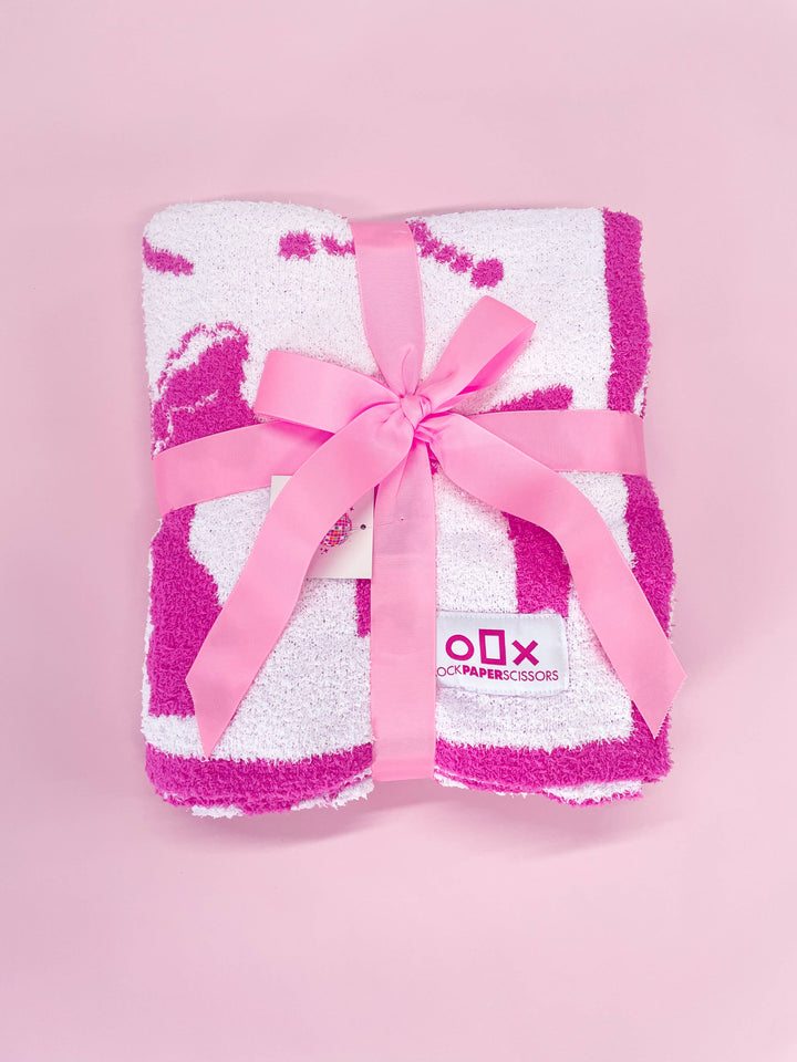 Cozy Pink Bow Luxury Throw Blanket