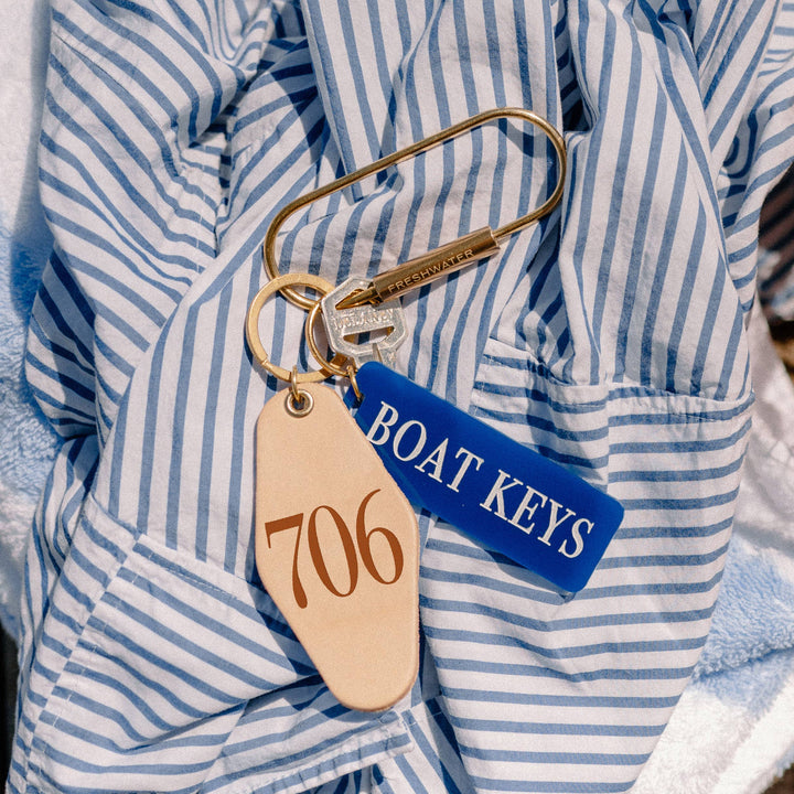 White/Wave Blue Boat Keys Keychain