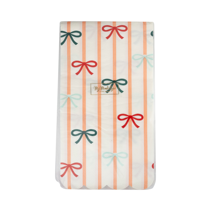 Bows and Stripes Scalloped Dinner Napkin