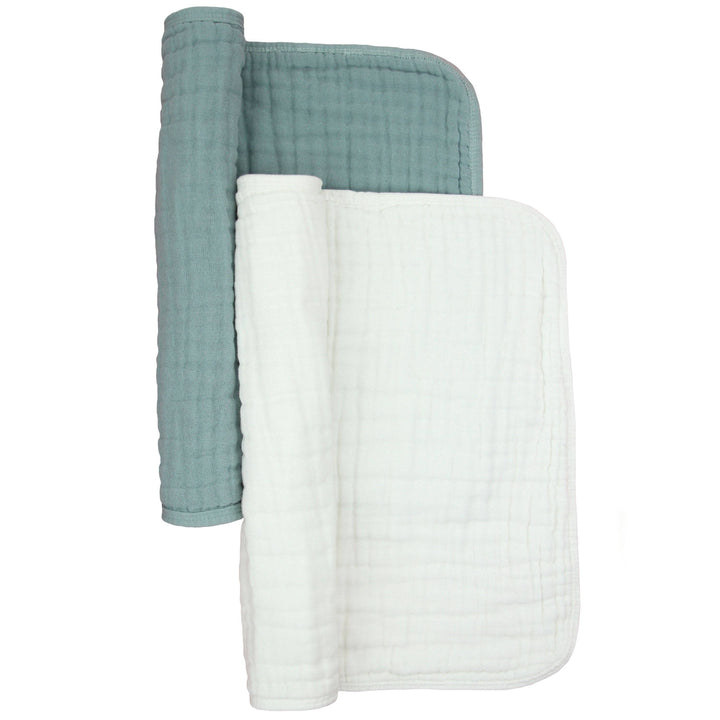 Steel + White Burp Cloth 2 Pack